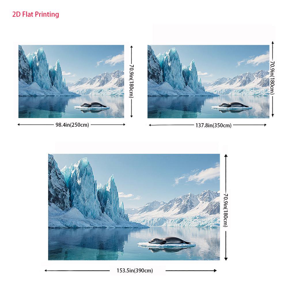 2D Flat Surface 1 Piece of Antarctic-themed Background Fabric with a Tower-shaped Banner Suitable for Decorating the Room