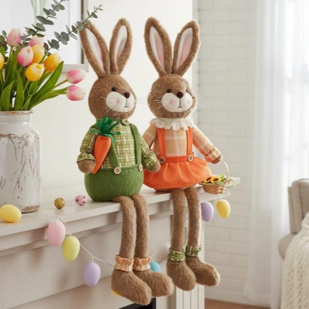 Adorable Handmade Bunny Figurine Pastoral Style Rabbit Decor Bunny Plush Toy  Holiday Decor