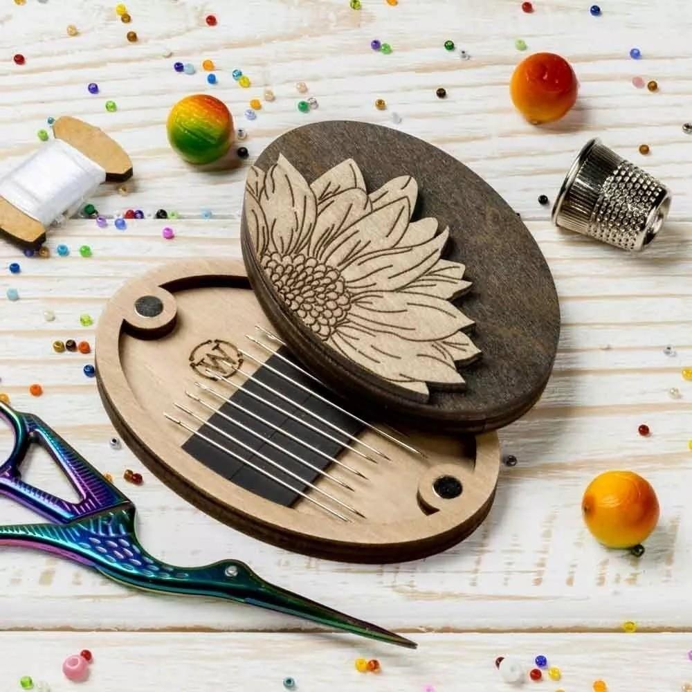 Magnetic Feature Wooden Magnetic Needle Box Magnetic Needle Holder  Home Organization
