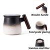 Vintage Ceramic Mugs Wooden Handle Tea Cups with Strainer and Lid Portable Unusual Coffee Mug Personalized Gifts for Father