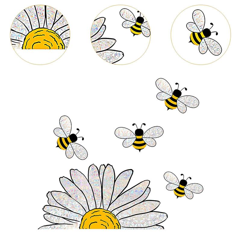 Sunflower Bee Window Clings Floral Window Stickers for Living Room Home