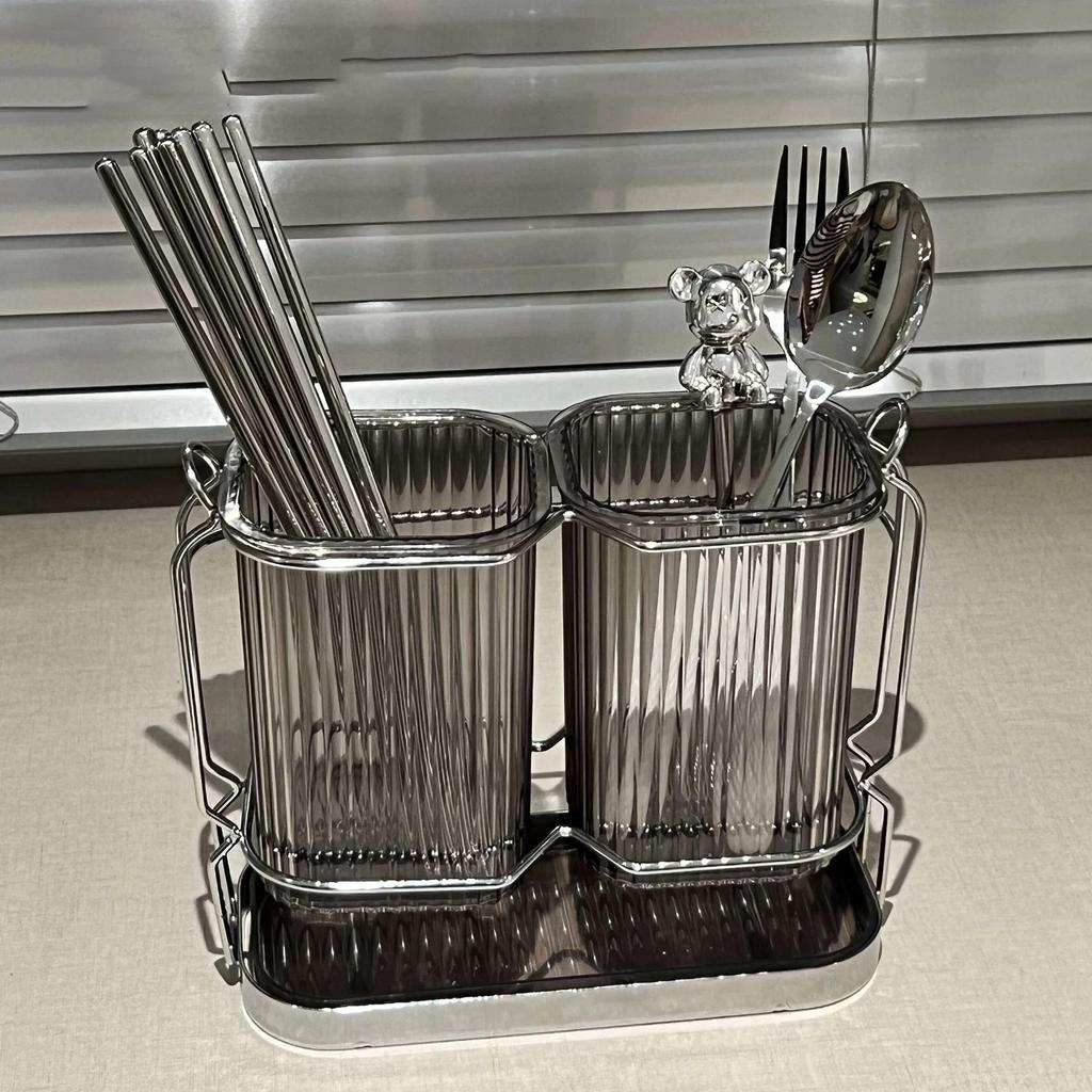 Nordic Kitchen Cutlery Organizer Knife Stand Plastic Drain Storage Holder Spoon Fork Chopstick Kitchenware Cooking Tool Tray