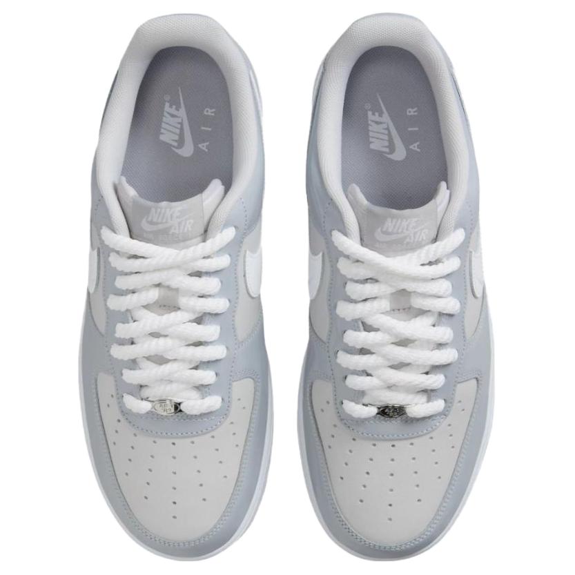 Nike Air Force 1 07 LV8 Wolf Grey Patent Herresneakers Hvit Vast-Grey HV9405-001