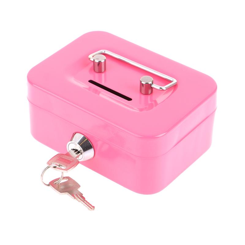 Money Safe Box Mini Cash Box Metal Key Money Bank Small Security Lock Box Portable Sturdy Lockable Coin Boxes
