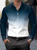 Plus Size Men'S Casual Easy Business Style Gradient Print Spring Autumn Button-Up Collar Long Sleeve Shirt