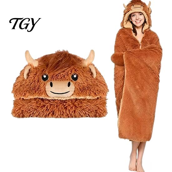 Cozy Sleep Wear Animal Wearable Blanket Hoodie, Adults Oversized Fleece Sweatshirt Comfortable Cape Sleepwear, Halloween Cosplay Costume Plush Hooded