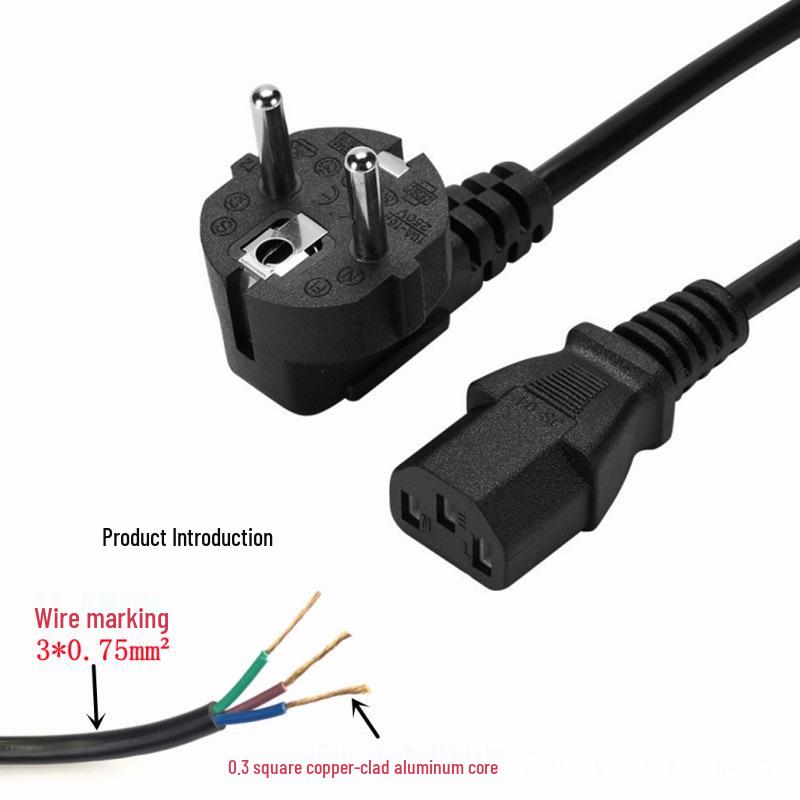 European 3-Pin Cloverleaf Plug Power Cord for Computers and Monitors