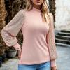 Women's Half Turtleneck Long-sleeved Sequined Patchwork Knitted Top