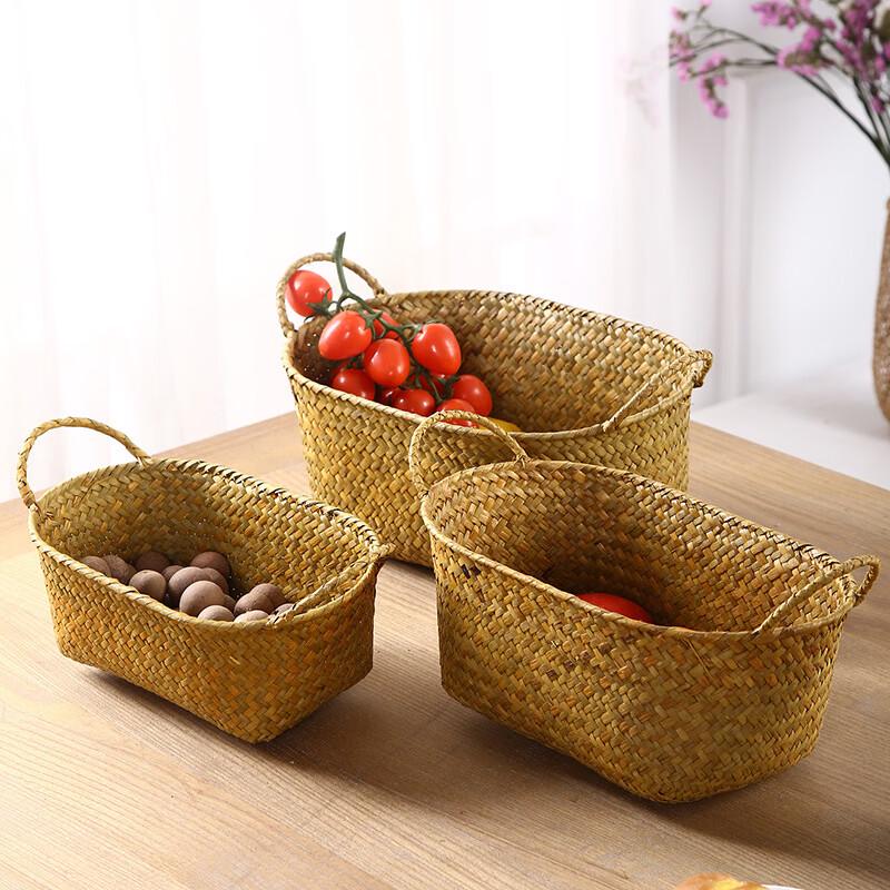 ZISIZ Handmade Seagrass Desktop Storage Basket