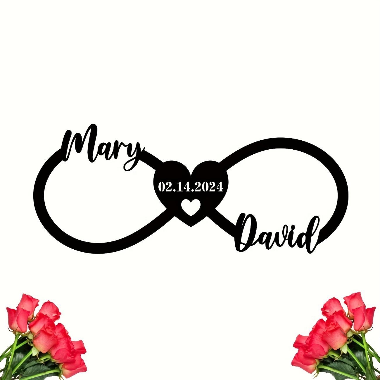 

Металлическое настенное панно «Навсегда любовь» на заказ с именами, датой свадьбы, помолвки, годовщины, подарок для пары M чёрный