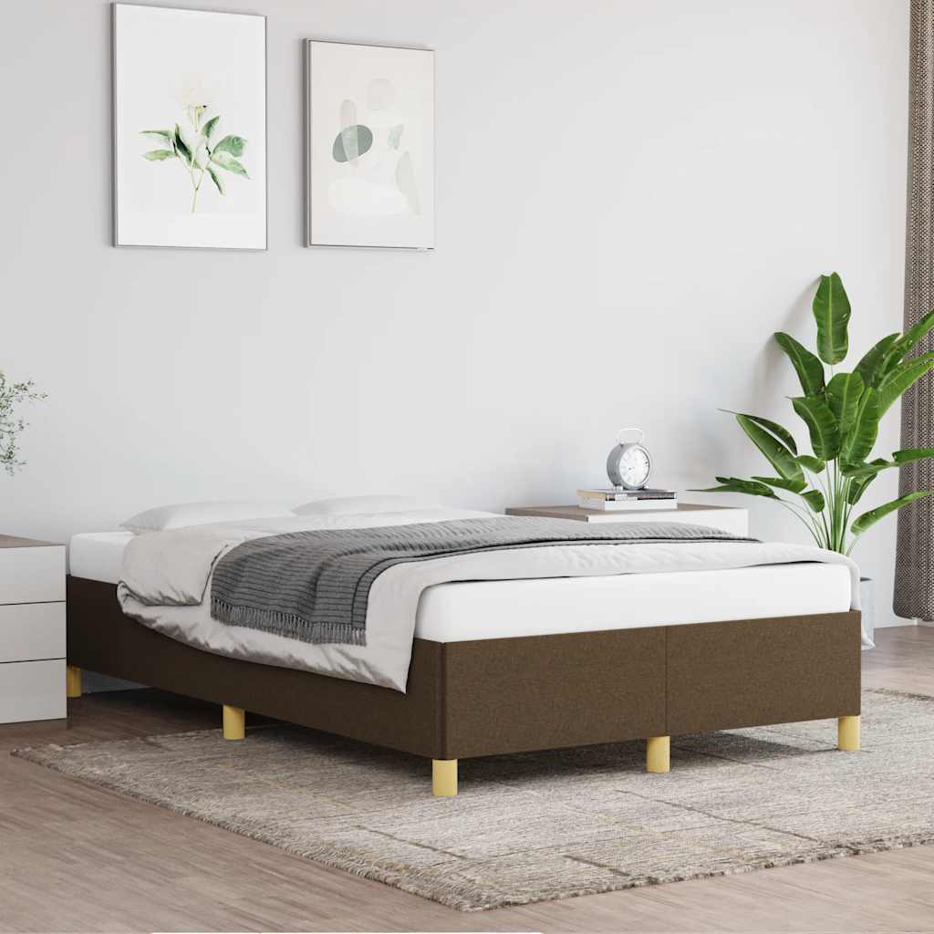 Bed Frame without Mattress Dark Brown 120 x 190 cm Fabric