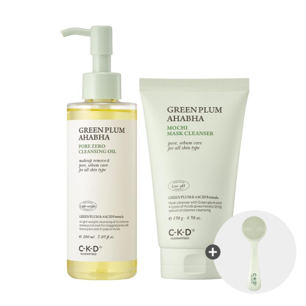Ckd Guaranteed Green Plum Aha Bha Cleansing Oil 200ml + Pack Soap 150ml  + Free Pore Sebum Brush NONE