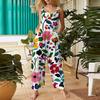 Women's Casual Jumpsuit Sleeveless Fashion Floral Print Jumpsuit