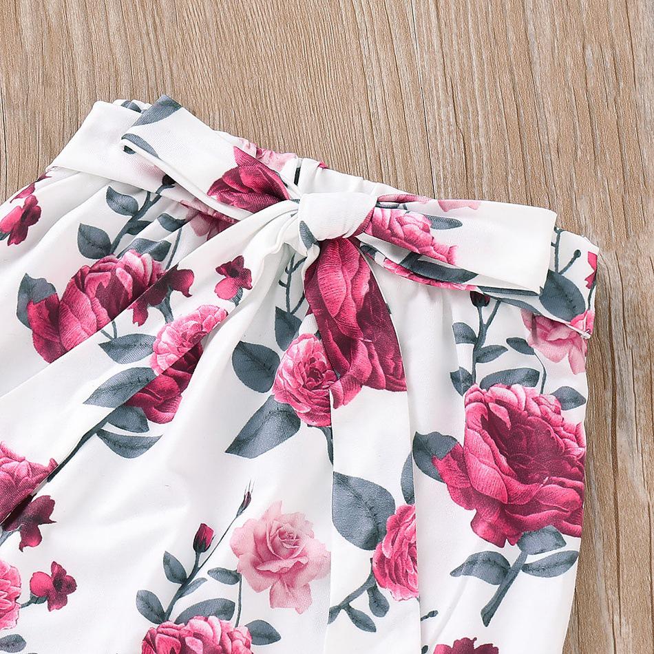 Ins Cute Wine Red 3-Piece Children's Set: Romper, Floral Pants, Headband