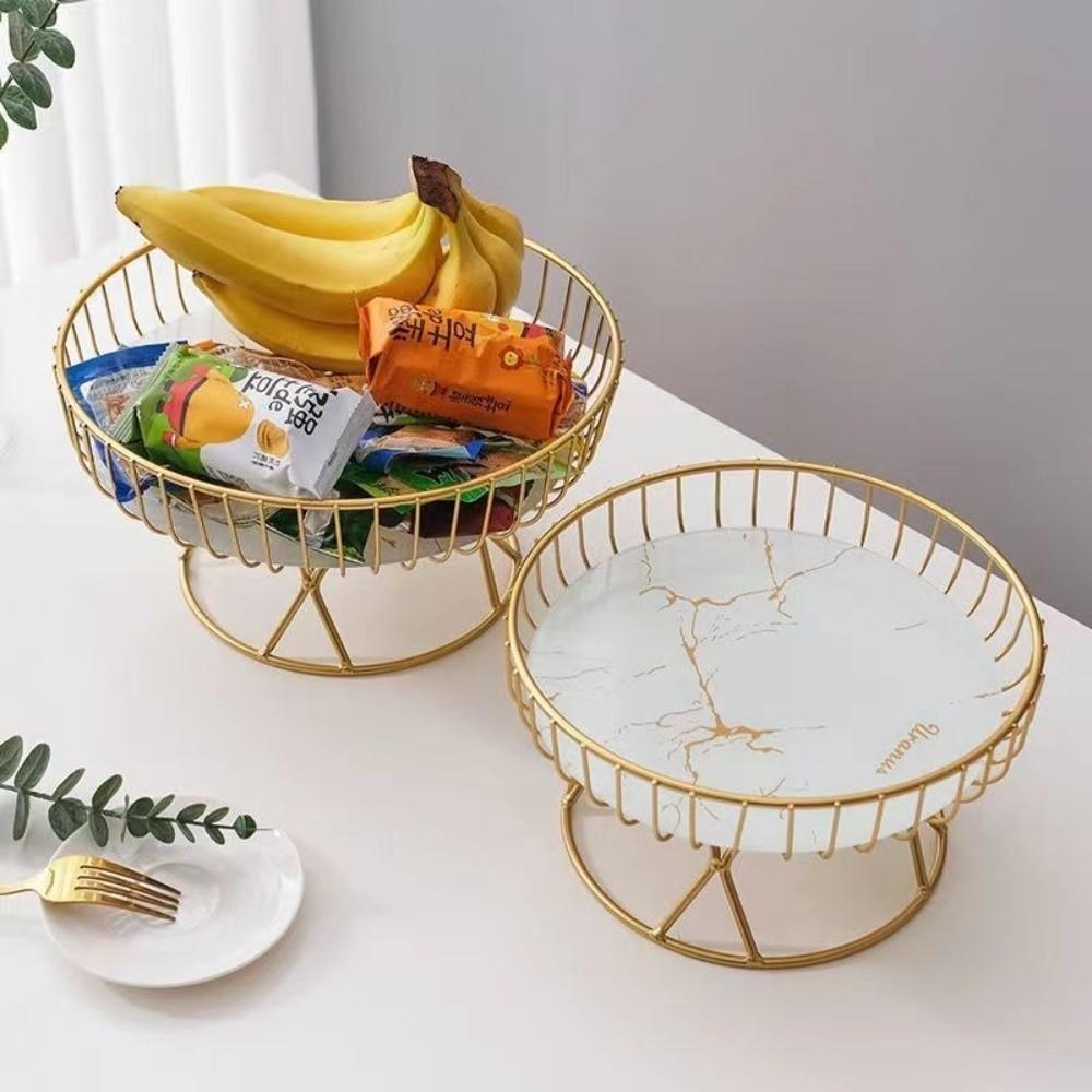 Durable European Luxury Fruit Cake Tray Large Round Creative Design Fruit Basket Snack Display Dessert Stand Home Decor