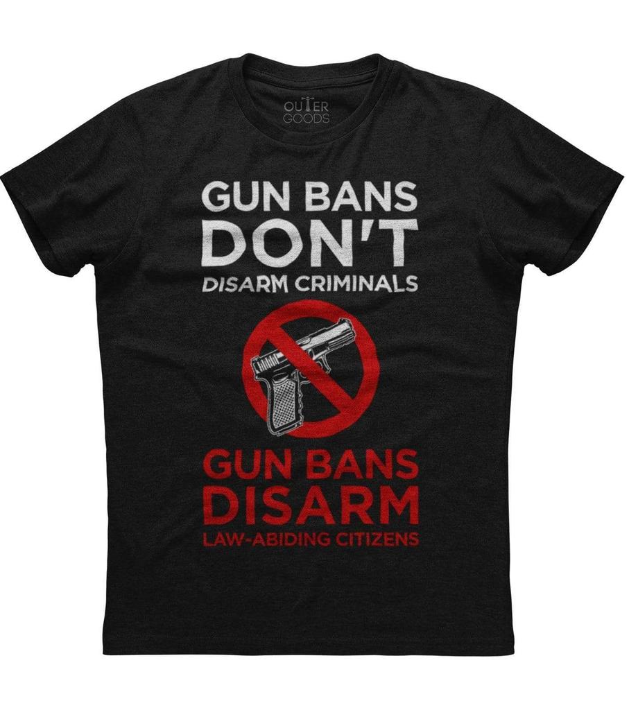 Gun Bans Don't Disarm Criminals, Men's New Patriotic Trending Black T-shirt