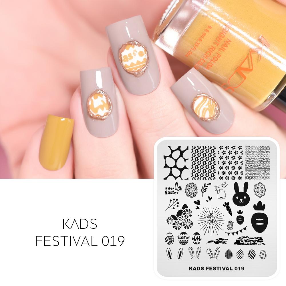 kads Nail Stamping Plates Rabbit Eggs Carrot Pattern Nail Art Stamp Template Manicure Template