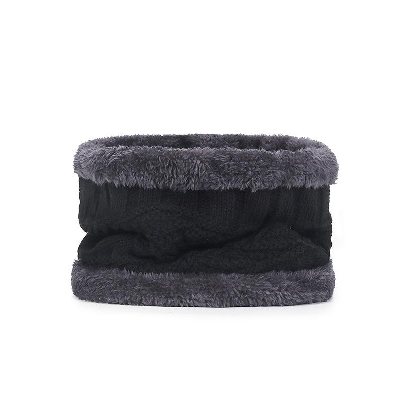 Men's Winter Knitted Wool Hat with Velvet Lining and Scarf for Ear Protection