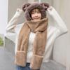 Bear hat women's winter scarf three-piece winter plush hooded integrated thermal gloves ear protection scarf