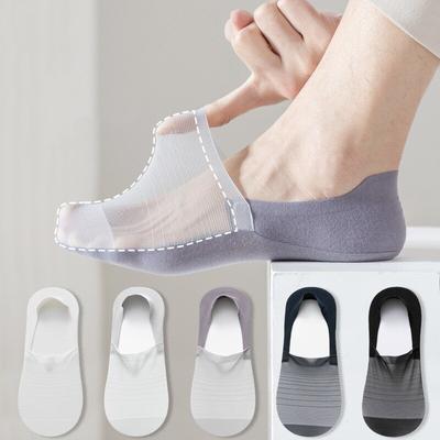 Male Silicone Non-slip Low Cut Ankle Boat Socks Invisible Mens No Show Socks Ultra-thin Mesh Breathable Sock Summer