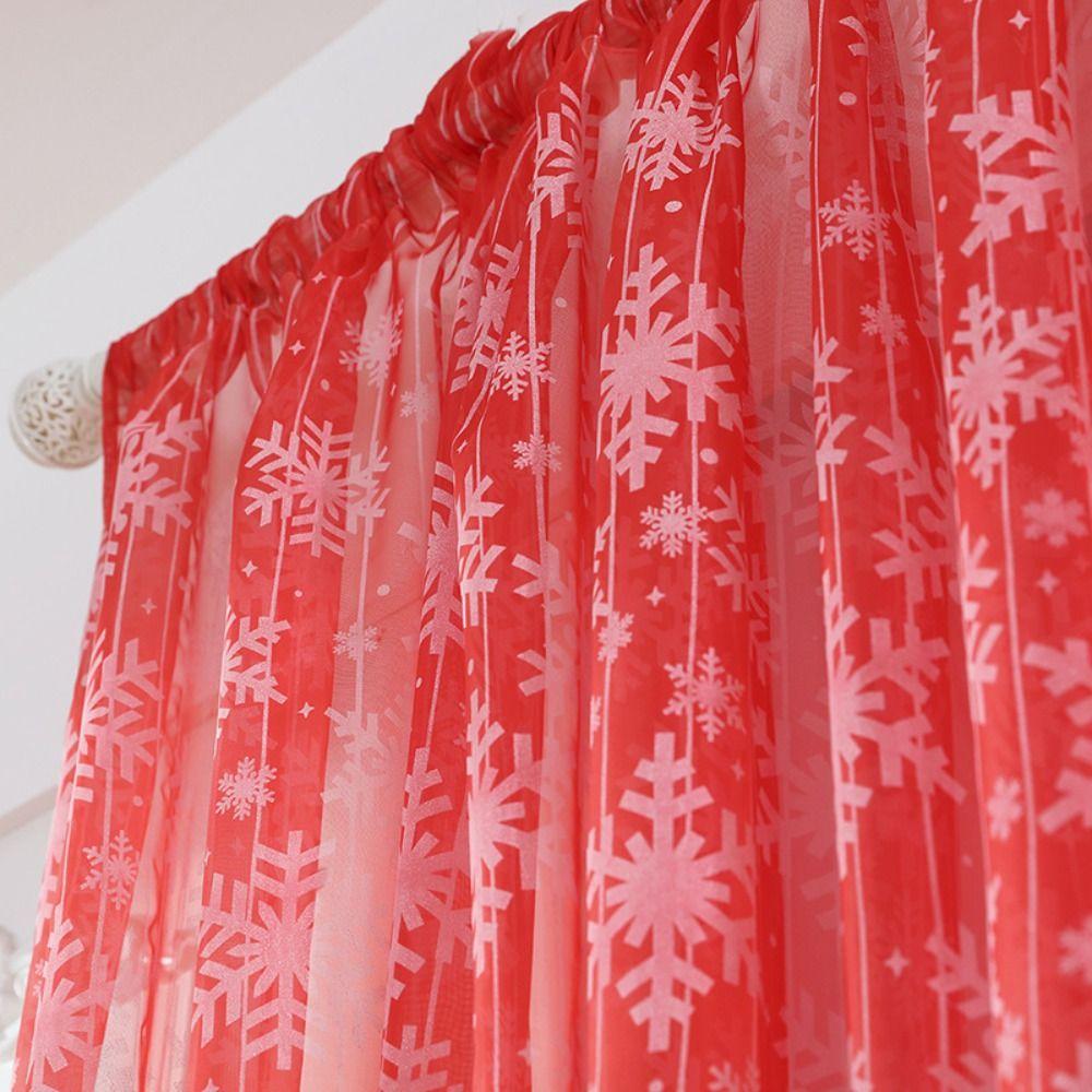 Translucent Tulle Curtain Gauze Transparent Curtain Soft Snowflake Sheer Curtains Living Room