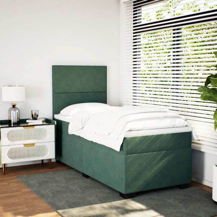 Maison Exclusive - Sommier à lattes de lit avec matelas Vert foncé 100x200 cm