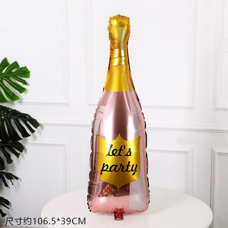 Birthday Decoration Anniversary Background Wall Decoration Holiday Supplies Champagne Wine Bottles Wine Glasses Aluminum Film Balloons