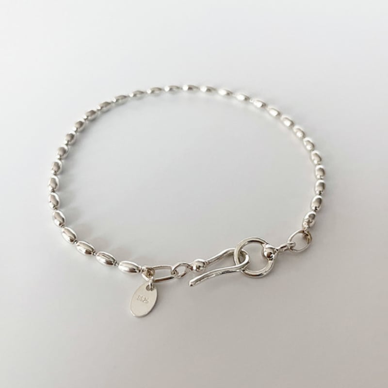 Melliv Silver Fish Hook Eggball Chain Bracelet_mvb02
