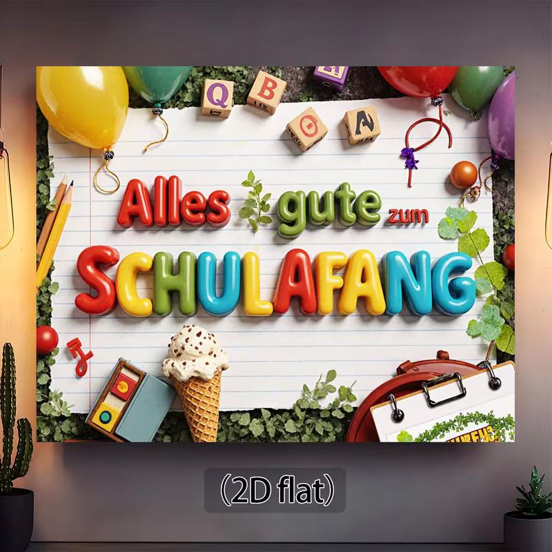

2D Alles Gute zum Schulafang Backdrop, German First Day of School Photography Banner 47.2x31.5inch/120*80cm