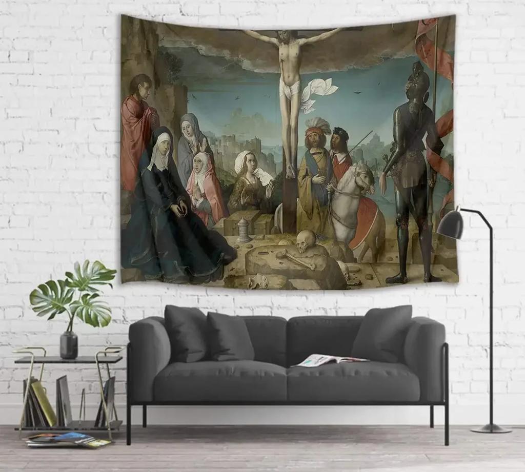 Jesus Christ Tapestry Lord and Angel Heaven Tapestry Wall Hanging Merry Christmas Tapestries for Bedroom Living Room Dorm Decor