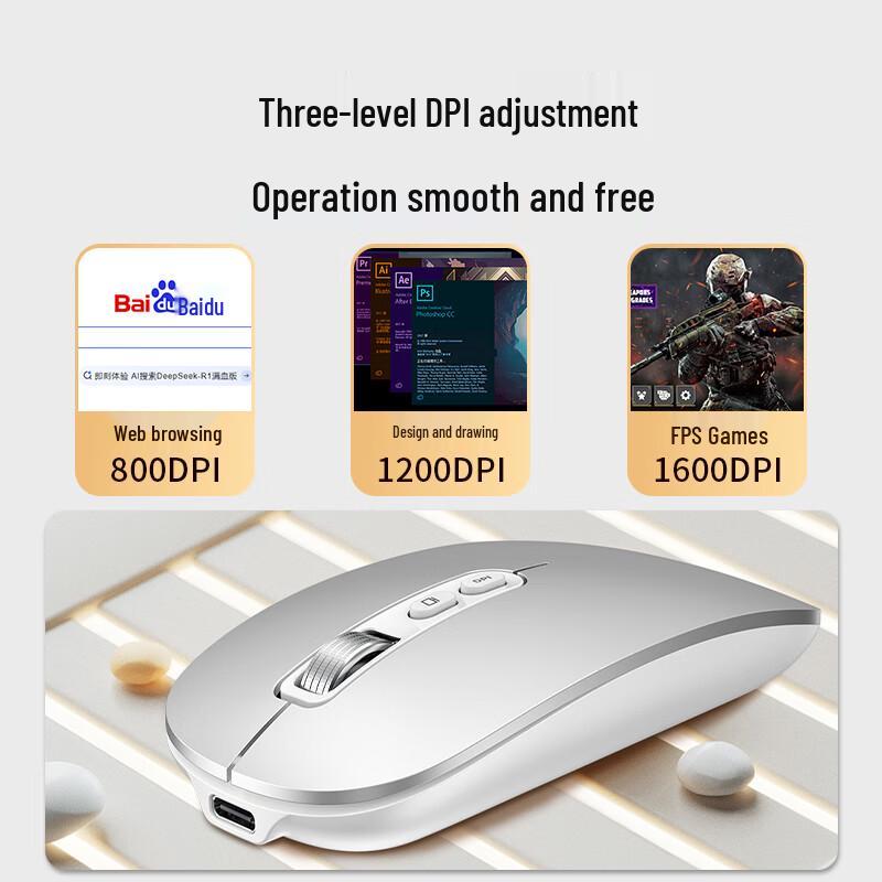Wan Yu Silent Rechargeable Tri-Mode Wireless Bluetooth Mouse