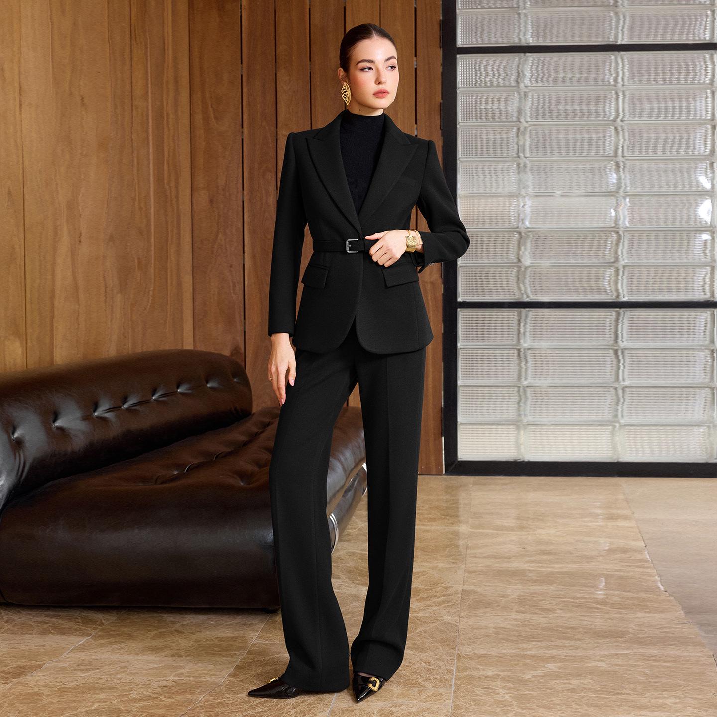 Women s Navy Blue Wool Suit Set - Elegant for Formal Occasions, Fashionable and Professional for Commuting XL