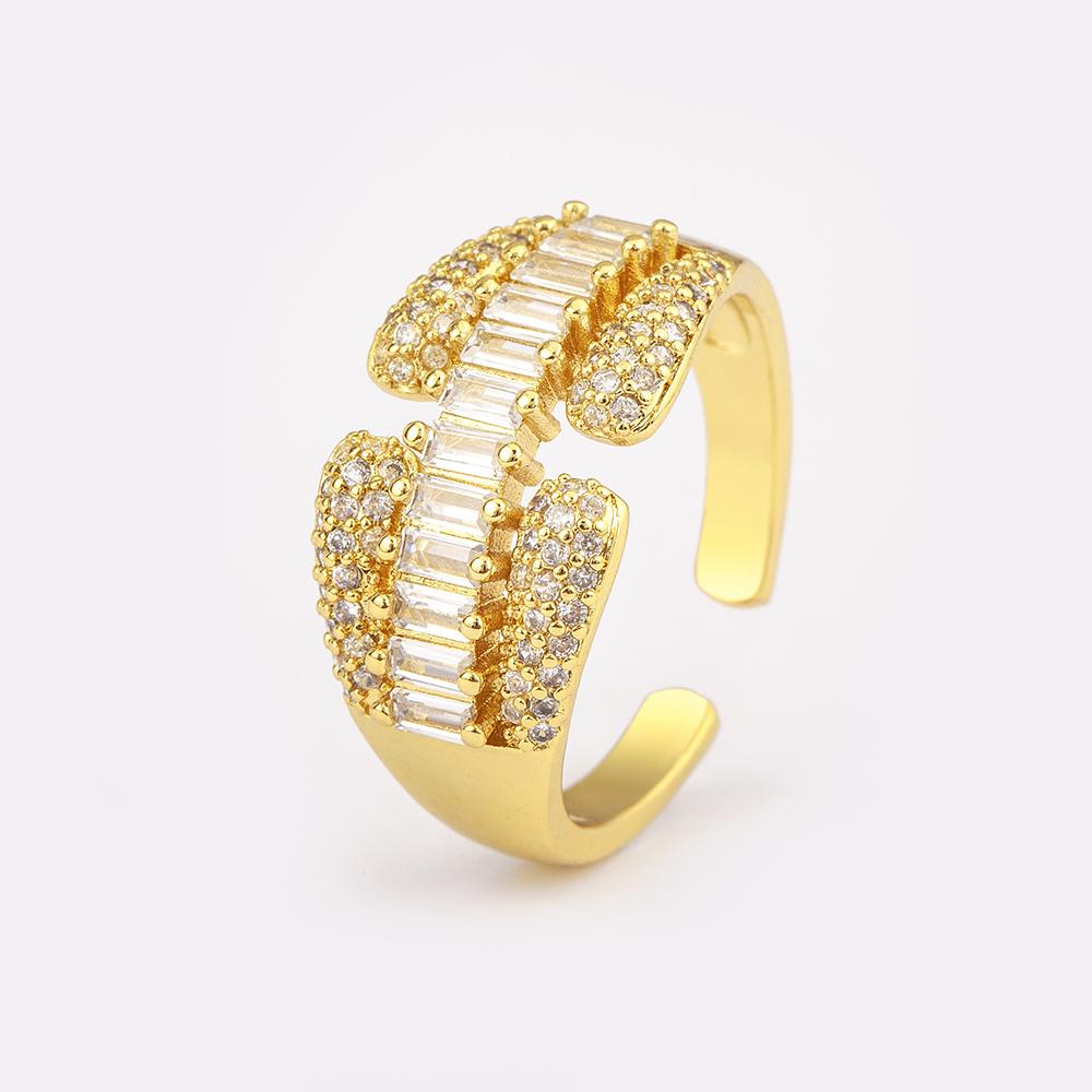 Nidin Original Design Baguette Cubic Zirconia Engagement Rings ADjustable For Women Light Luxury Anniversary Party Jewelry Gifts