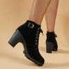 Autumn And Winter New Korean Version British Style high-heeled Thick-heeled Boots Lace Short Single Boots Naked Boots Women