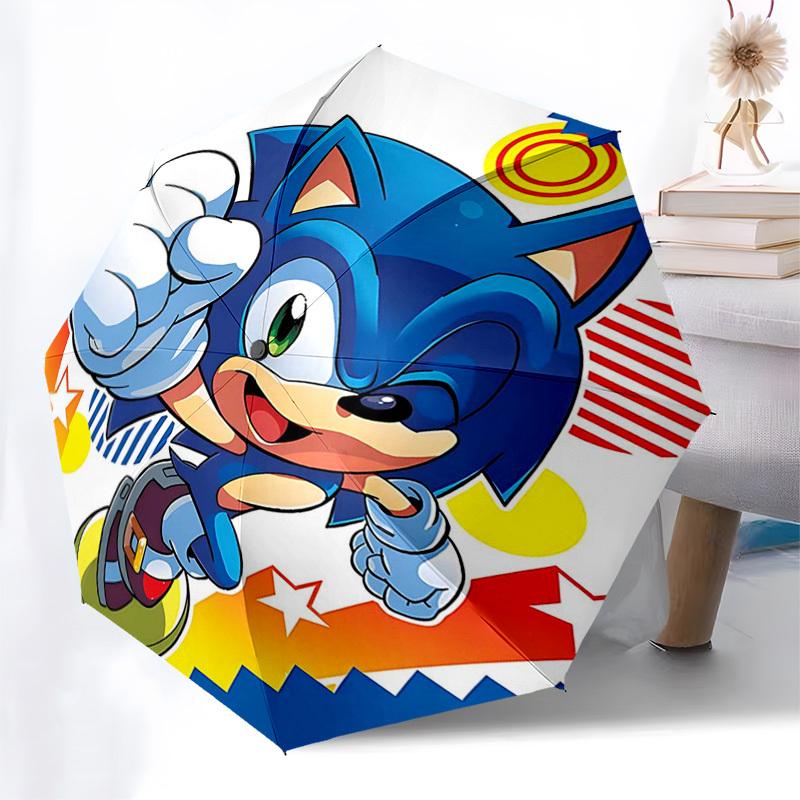 

1pc Sonic the Hedgehog Automatic Opening Folding Umbrella - 3-Fold Design, 8-Bone Iron Frame, Outdoor, Ideal Gift for Fans, Travelers, Everyday Use, F