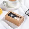 25pcs Brown Kraft Paper Gift Packaging Box Macaron Boxes with Clear Display Window Mini Cookie Boxes Candy Treat Boxes