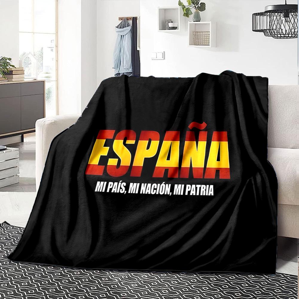 Coperta in Flanella con Stemma di Spagna, Poliestere Morbido, Design Moderno, Per Tutte le Stagioni per Campeggio, Viaggi, Regali per Feste o Compleanni