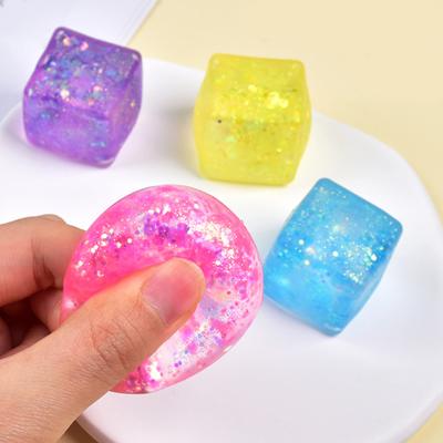Cubo de Purpurina Juguete para Apretar Alivio de la Ansiedad Cubo de Estrés Juguete Sensorial para Apretar Subida Lenta Relajación para Trabajadores de Oficina Pelota Antiestrés Juguete de Escritorio