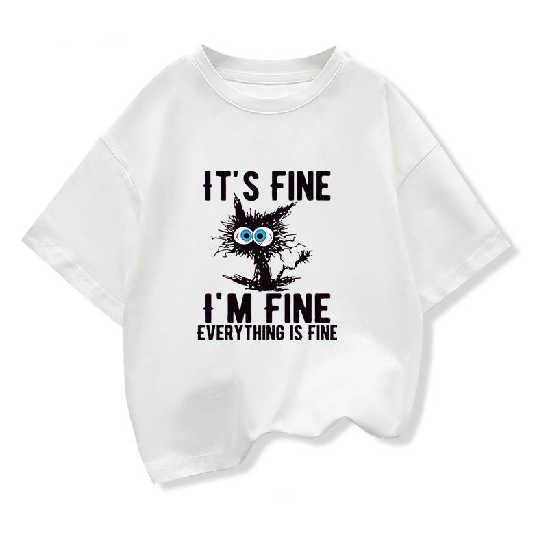 

Kids High Quality T-shirt Cotton Funny Cool Cat Printed T-shirt Casual Baby Short Sleeve T-shirt for Boys Girls T-Shirt Kids 100