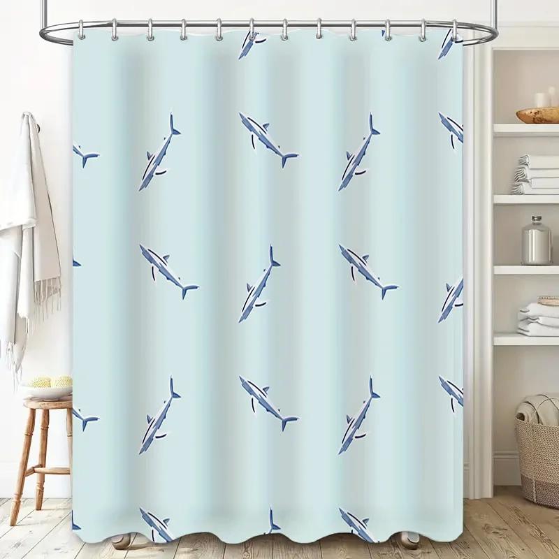 Blue Dolphin Printed Shower Curtain Waterproof Bath Decor Home Bathroom Decoration