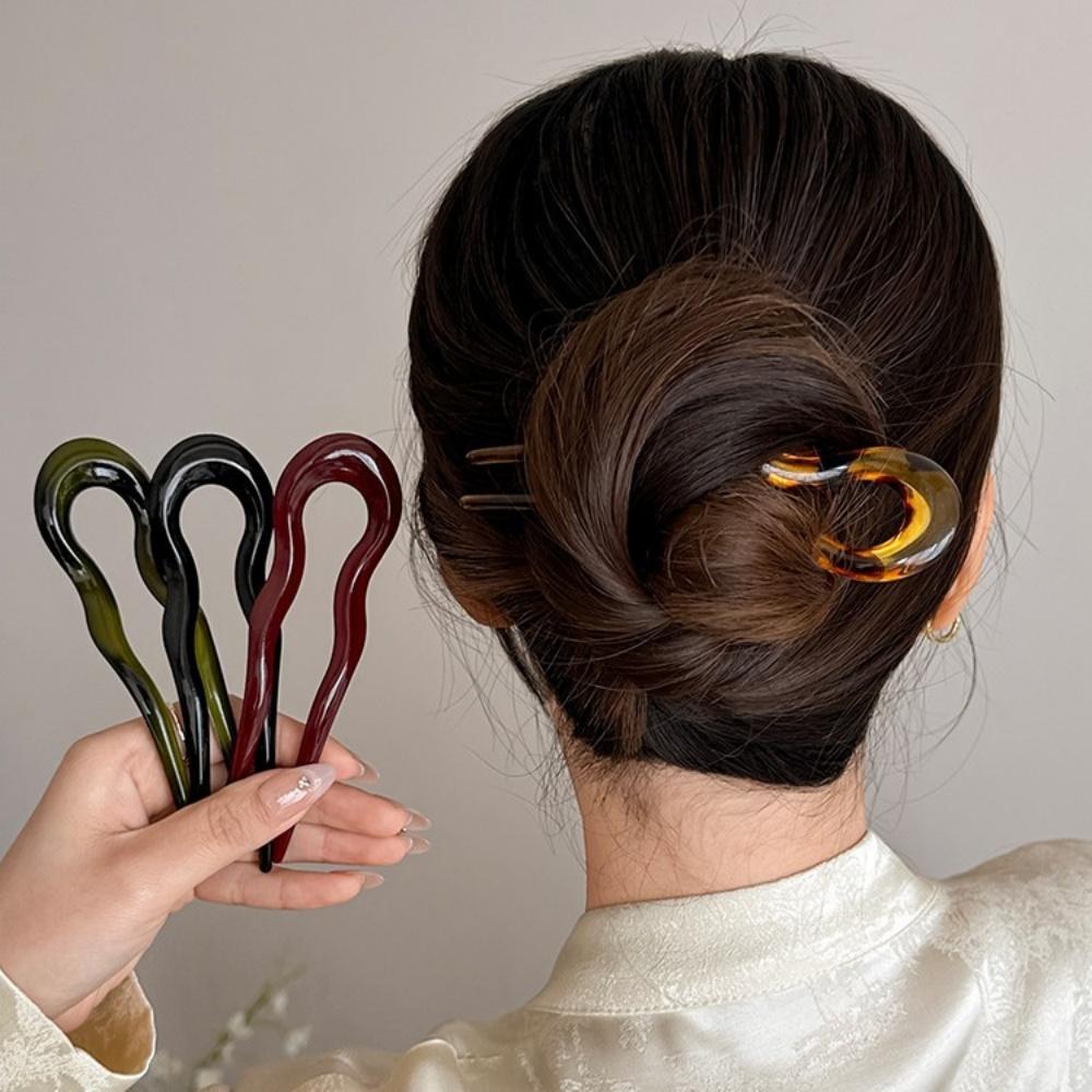 Fashion Acetate Hair Sticks For Women Girls Shell Hair Clip Pins U Shape Hairpins Hair Bun Maker Fashion Hair Accessories