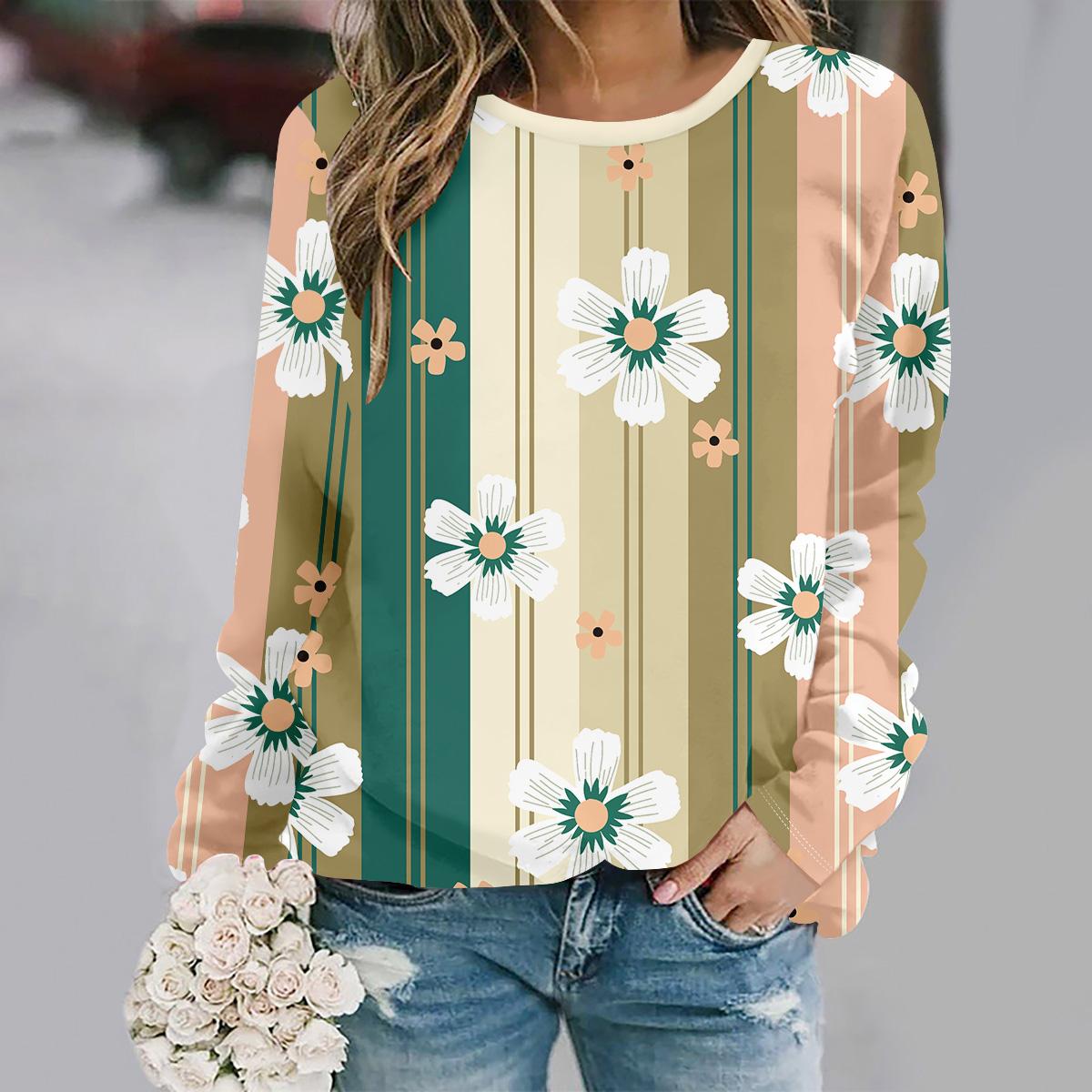 

2025 Осень и зима новая мода круглый вырез длинный рукав с принтом элегантный повседневный свободный худи L