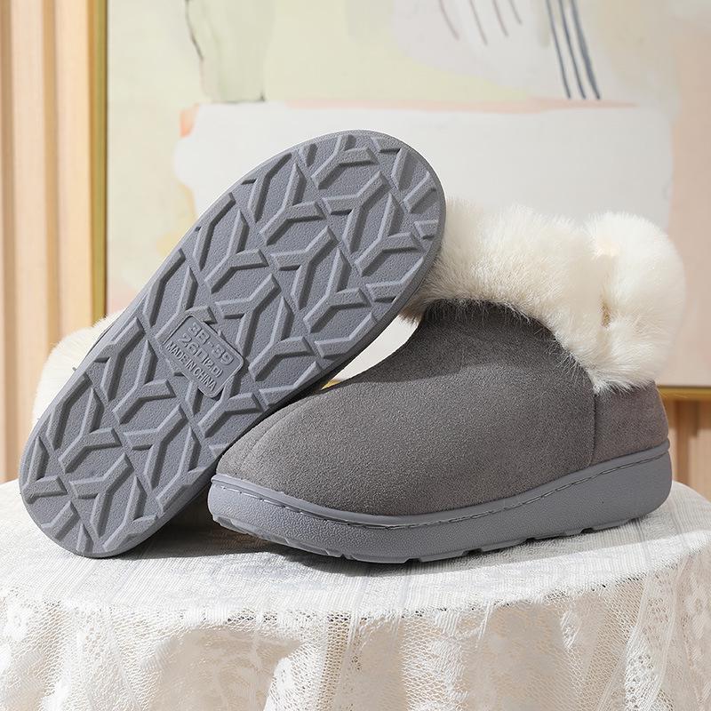 Herr 2024 Bomullstofflor med klack - Varma, tjocksulade vinterinneskor för par