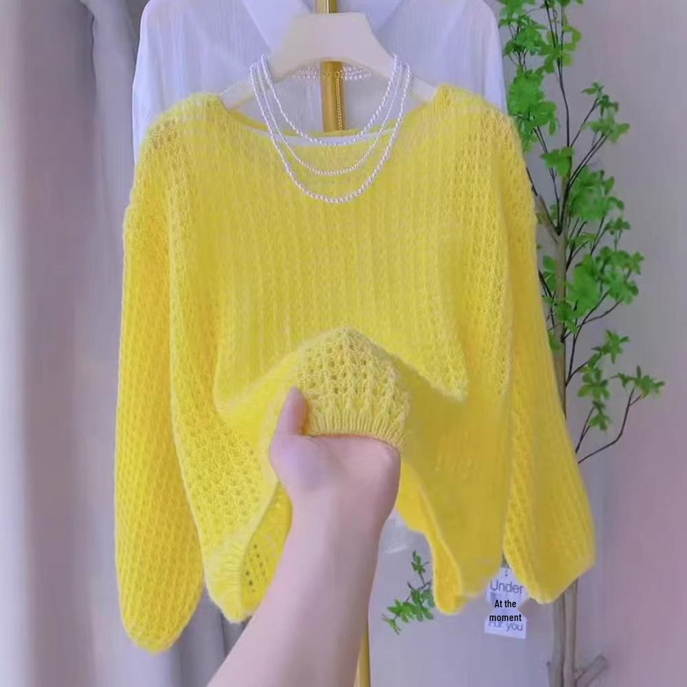Women's Loose Knit Cardigan: Sun Protection, Long Sleeve, Stylish Korean Style for Spring/Summer