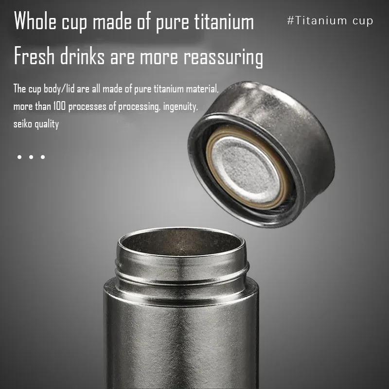 Pure Ttanium Thermos Cup,Mug,Double Layer Vacuum Flasks,Long-term Heat Preservation Drinkware,Large Capacity Water Bottle,480ml
