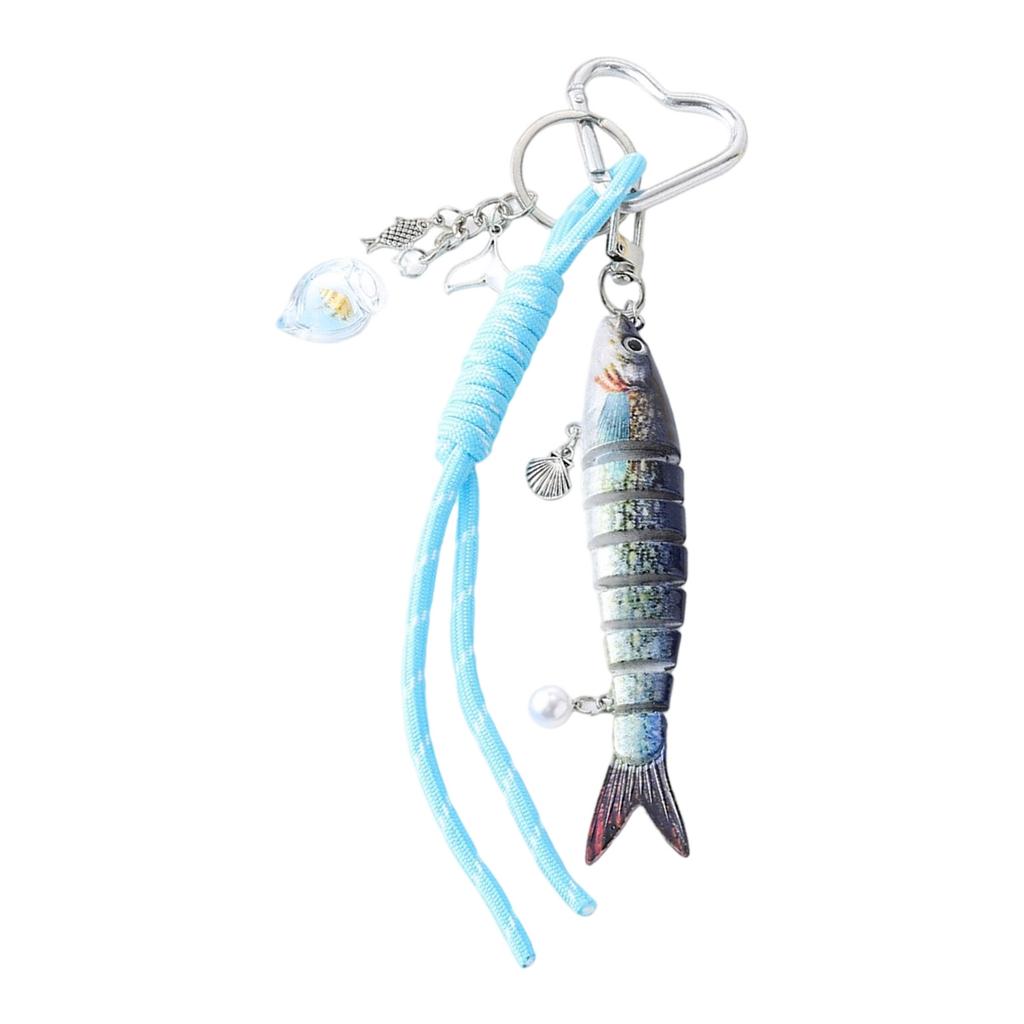 Articulated Fishing Lure Keyring Flexible Body Handmade Keychain Decoration Bag Accessory for Fishing Enthusiast