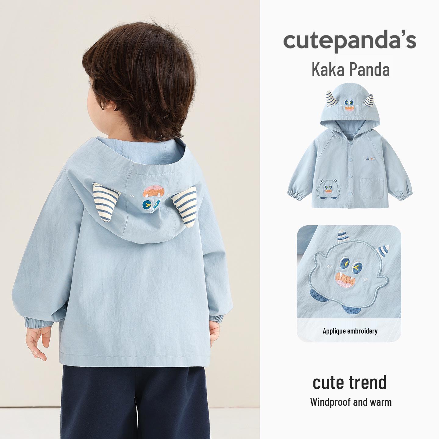 

Kaka Panda Kids Windbreaker Jacket - Spring Casual Top for Boys and Girls 90 cm синій