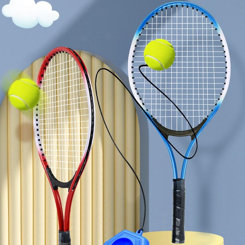 1Set Tennis Trainer With Line Rebound Balls And Elastic Rope Base Beginner'S One Person Tennis Racquet Children'S Suit