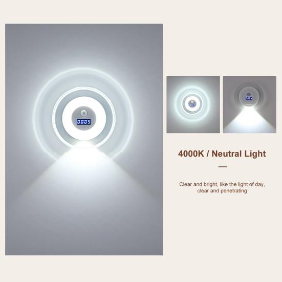 LED Motion Sensor Night Light with Digital Clock 3 Color Temperatures Stepless Dimming Motion Activated Night Lamp