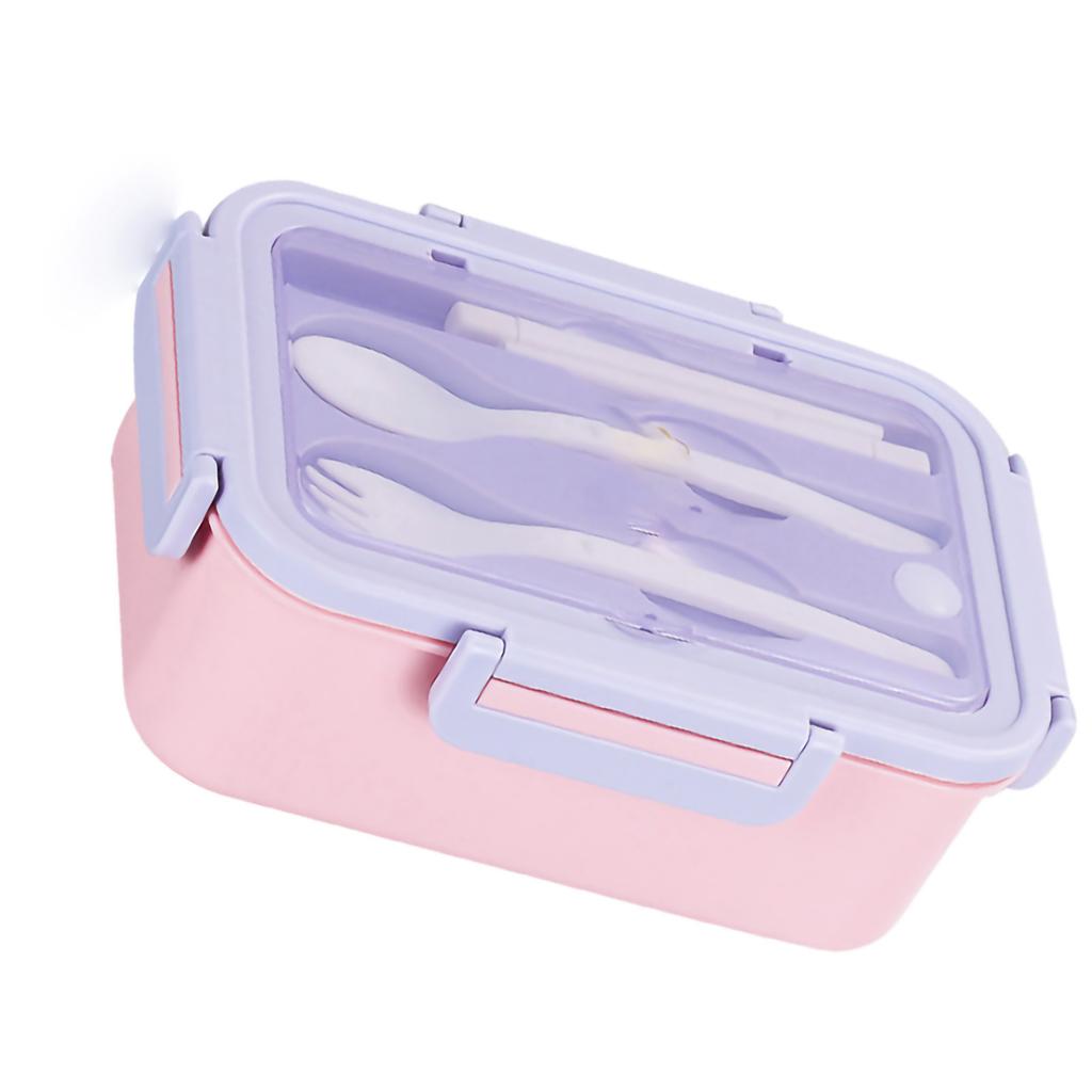 Bento Lunchbox Große Kapazität Gitterdesign Lebensmittelqualität PP Tragbare Lunchbox für Zuhause Büro Schule Schüler Lila Pink